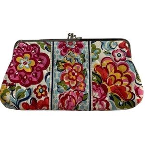 Vera Bradley Floral Clutch with Folk Art Design Kiss Lock Closure